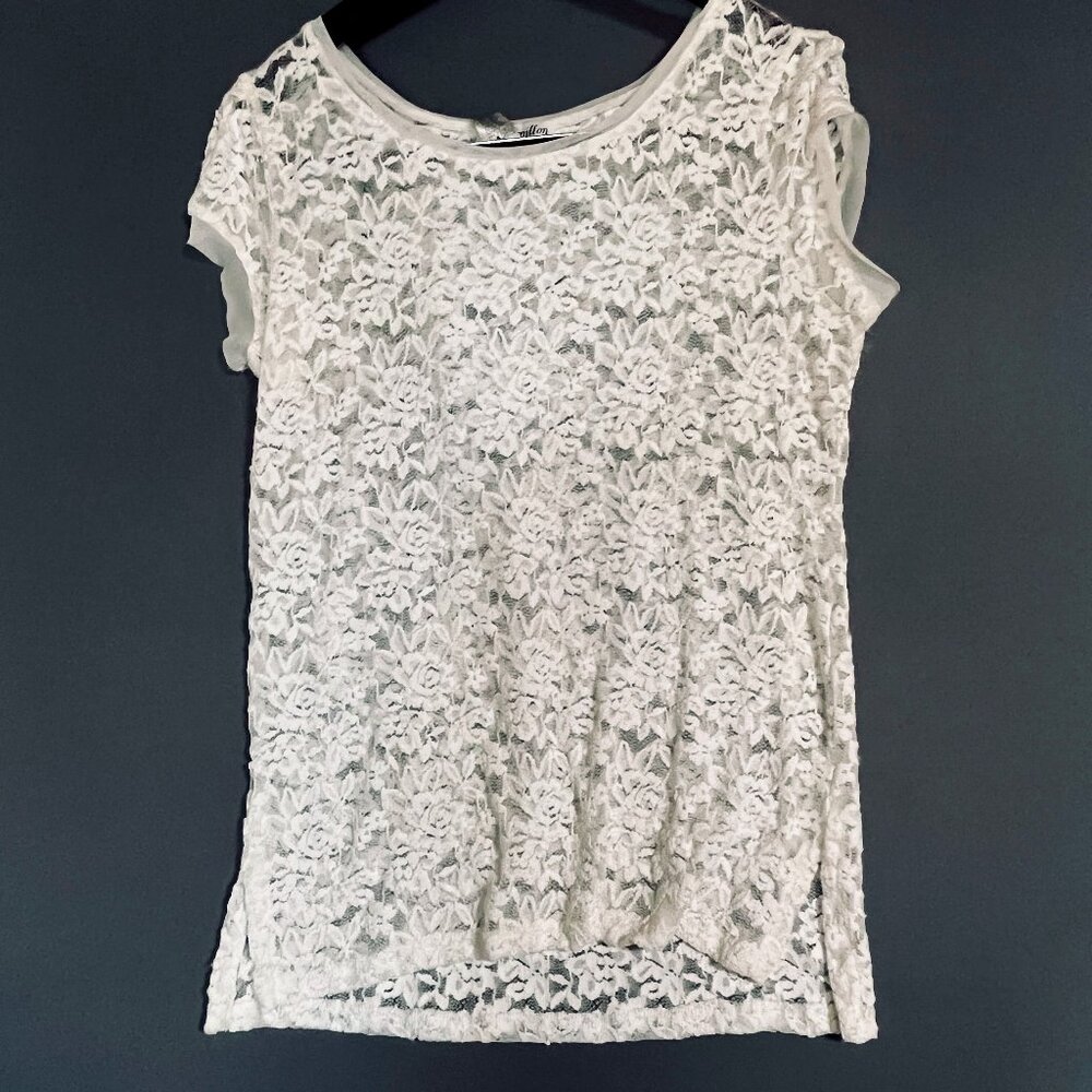 NWT Papillon White Lace Shirt Large